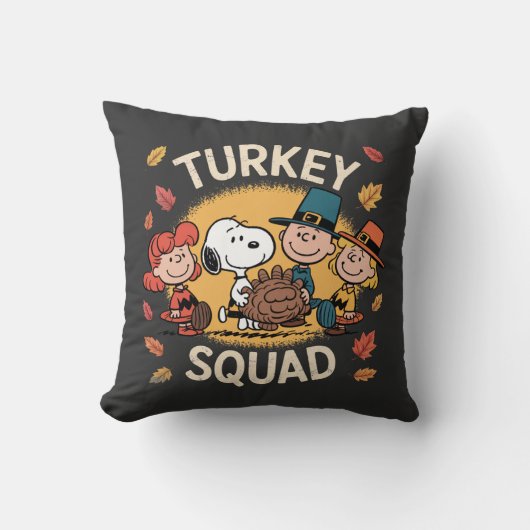 Turkey Squad Funny Cartoon Friends Thanksgiving クッション (正面)