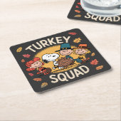 Turkey Squad Funny Cartoon Friends Thanksgiving スクエアペーパーコースター (アングル)