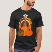 Turkey Stethoscope Nurse Pumpkin Leopard Print Tha Tシャツ (正面)