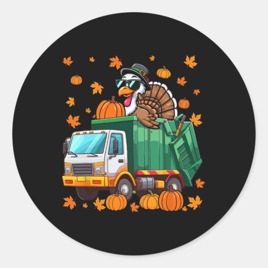 Turkey Sungles Driving Garge Truck Thanksgiving Dr ラウンドシール (正面)