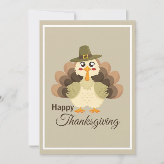 Turkey Thanksgiving Simple Cute Colorful Cartoon シーズンカード (正面)