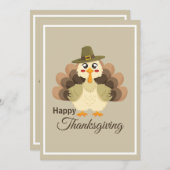 Turkey Thanksgiving Simple Cute Colorful Cartoon シーズンカード (正面/裏面)