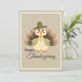 Turkey Thanksgiving Simple Cute Colorful Cartoon シーズンカード (スタンド正面)