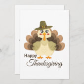 Turkey Thanksgiving Simple Minimalistic Cartoon シーズンカード (正面/裏面)
