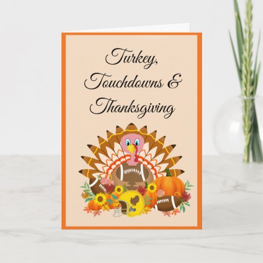 Turkey, Touchdowns & Thanksgiving with Footballs カード (正面)