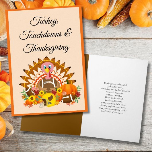 Turkey, Touchdowns & Thanksgiving with Footballs カード