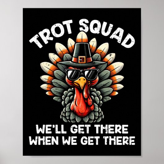 Turkey Trot Squad Funny Thanksgiving Running Costu ポスター (正面)