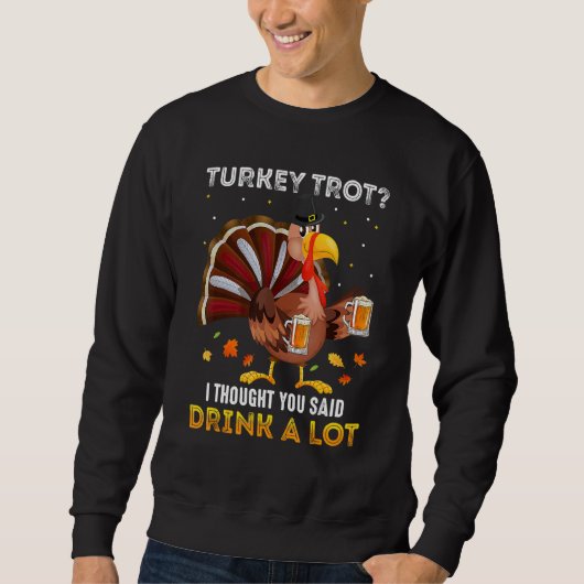 Turkey Trot Squad Running Drinking Matching Thanks スウェットシャツ (正面)