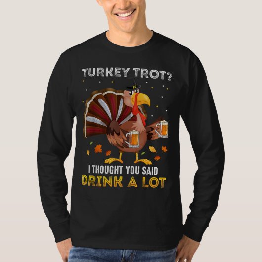 Turkey Trot Squad Running Drinking Matching Thanks Tシャツ (正面)