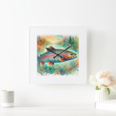Turkey Trout 131024AREF119 - Watercolor スクエア壁時計 (ホーム)