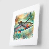 Turkey Trout 131024AREF119 - Watercolor スクエア壁時計 (傾斜)