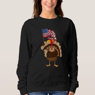 Turkey USA Flag Thanks Giving American  Thanksgivi スウェットシャツ
