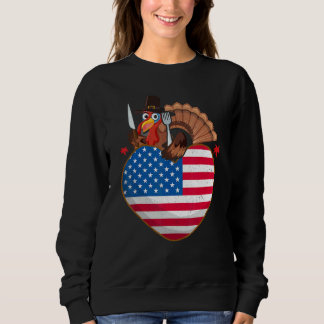 Turkey USA Flag Thanks Giving American  Thanksgivi スウェットシャツ