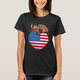 Turkey USA Flag Thanks Giving American  Thanksgivi Tシャツ