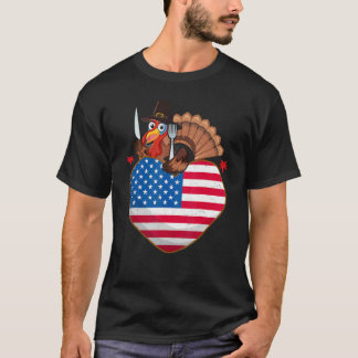 Turkey USA Flag Thanks Giving American  Thanksgivi Tシャツ