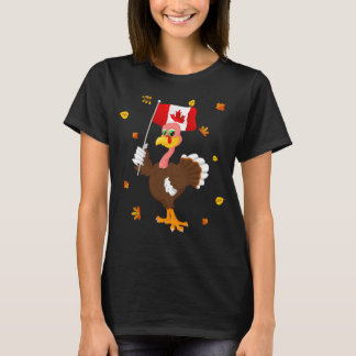 Turkey With Canada Flag Cool Canadian Thanksgiving Tシャツ