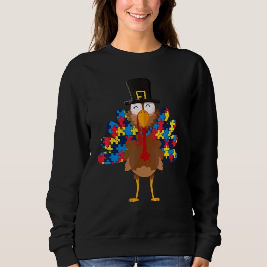 Turkeys Autism Thanksgiving Day   Boys Girls スウェットシャツ (正面)