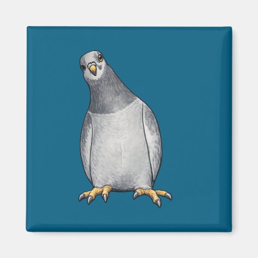 Türkisfarbener Magnet mit süßer Cartoon-Stadttaube マグネット (正面)