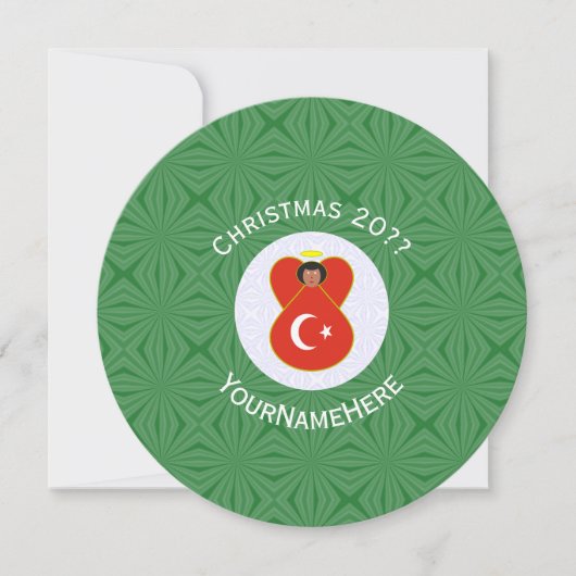 Turkish Angel Flag Christmas Personalize Round 招待状 (正面)