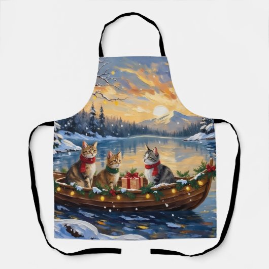 Turkish Angora Cat Christmas Boat Holiday エプロン (正面)