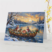 Turkish Angora Cat Christmas Boat Holiday カード (黄色い花)