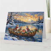 Turkish Angora Cat Christmas Boat Holiday カード (正面)