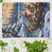 Turkish Angora Cat Christmas Boat Holiday キッチンタオル (折り畳み)