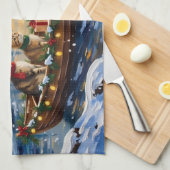 Turkish Angora Cat Christmas Boat Holiday キッチンタオル (四つ折り)