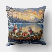 Turkish Angora Cat Christmas Boat Holiday クッション (裏面)