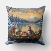 Turkish Angora Cat Christmas Boat Holiday クッション (正面)