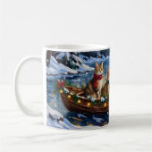 Turkish Angora Cat Christmas Boat Holiday コーヒーマグカップ (左)