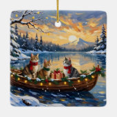 Turkish Angora Cat Christmas Boat Holiday セラミックオーナメント (裏面)
