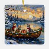 Turkish Angora Cat Christmas Boat Holiday セラミックオーナメント (正面)