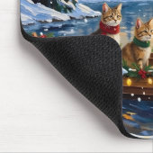 Turkish Angora Cat Christmas Boat Holiday マウスパッド (コーナー)