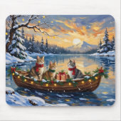 Turkish Angora Cat Christmas Boat Holiday マウスパッド (正面)