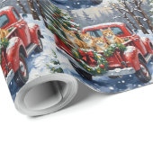 Turkish Angora Cat Christmas Red Truck Holiday ラッピングペーパー (ロールコーナー)