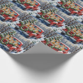 Turkish Angora Cat Christmas Red Truck Holiday ラッピングペーパー (角)
