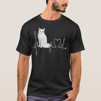 Turkish+Angora+Cat+Heartbeat+Ekg+Funny+Cats Tシャツ
