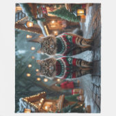 Turkish Angora Cats Christmas Snow Holiday フリースブランケット (正面)