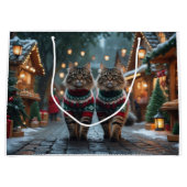 Turkish Angora Cats Christmas Snow Holiday ラージペーパーバッグ (正面)