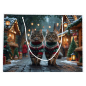 Turkish Angora Cats Christmas Snow Holiday ラージペーパーバッグ (裏面)