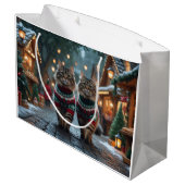 Turkish Angora Cats Christmas Snow Holiday ラージペーパーバッグ (裏面アングル)