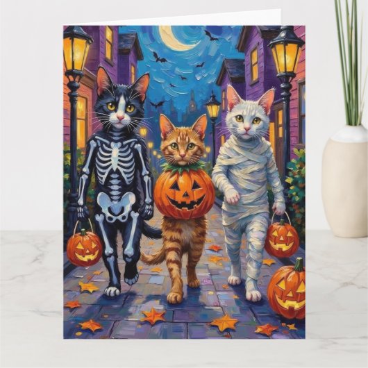 Turkish Angora Cats In Halloween Costumes カード (正面)