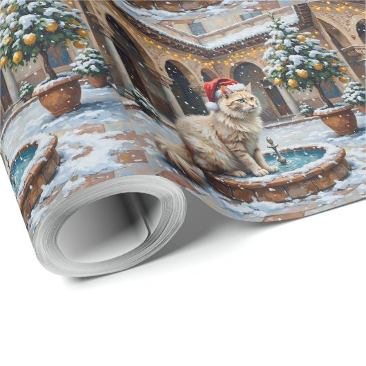 Turkish Angora Christmas Ottoman Courtyard ラッピングペーパー (ロールコーナー)