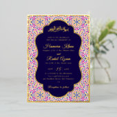 Turkish Geometric Motif Pattern Islamic Wedding 箔招待状 (立ち正面)