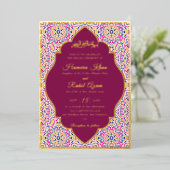 Turkish Geometric Motif Pattern Islamic Wedding 箔招待状 (立ち正面)