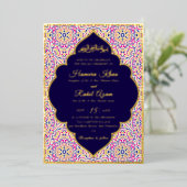 Turkish Geometric Motif Pattern Islamic Wedding  箔招待状 (立ち正面)