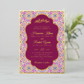 Turkish Geometric Motif Pattern Islamic Wedding 箔招待状 (立ち正面)