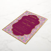 Turkish Geometric Motif Pattern Islamic Wedding 箔招待状 (回転した状態)