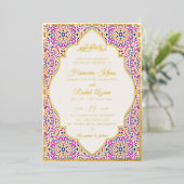 Turkish Geometric Motif Pattern Islamic Wedding 箔招待状 (立ち正面)